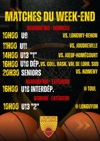 PROGRAMME DU WEEKEND DES 14 ET 15 MARS